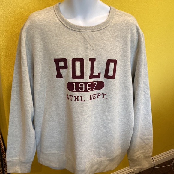 Men’s Polo Ralph Lauren POLO 1967 Athletic. Dept. Grey Crew Sweatshirt, XL, XXL - Picture 6 of 11